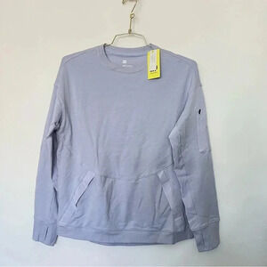 All In Motion French Terry Crew Neck Sweatshirt Size Small Lavender Thumbhole